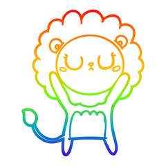 rainbow gradient line drawing cartoon lion
