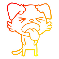 warm gradient line drawing cartoon disgusted dog
