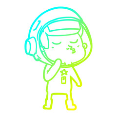 cold gradient line drawing cartoon confident astronaut