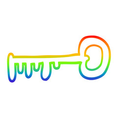 rainbow gradient line drawing cartoon metal key