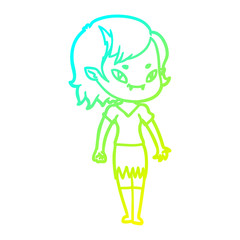 cold gradient line drawing cartoon friendly vampire girl