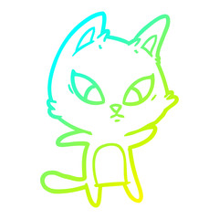 Obraz premium cold gradient line drawing confused cartoon cat