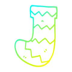 cold gradient line drawing cartoon christmas stocking