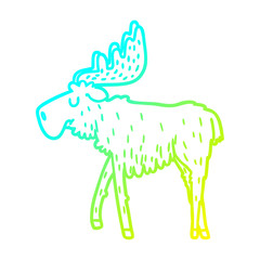 cold gradient line drawing cartoon moose