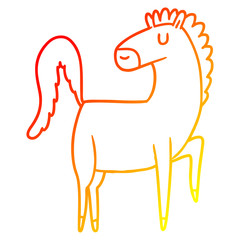 warm gradient line drawing happy cartoon horse