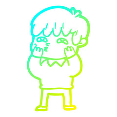 cold gradient line drawing cartoon curious man