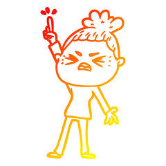 warm gradient line drawing cartoon angry woman