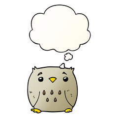 cartoon owl and thought bubble in smooth gradient style