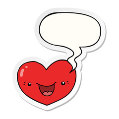 cartoon love heart character and speech bubble sticker