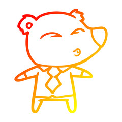warm gradient line drawing cartoon whistling bear boss