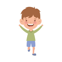 baby boy standing smiling on white background