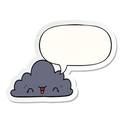 cute cartoon cloud and speech bubble sticker