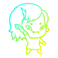 Obraz premium cold gradient line drawing cartoon friendly vampire girl