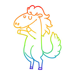 rainbow gradient line drawing cartoon horse