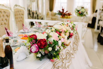 Festive wedding table setting.Table decoration on the wedding day