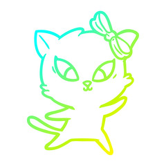 cold gradient line drawing cartoon cat