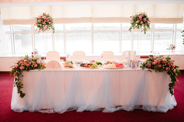 decoration of the banquet hall on the wedding day