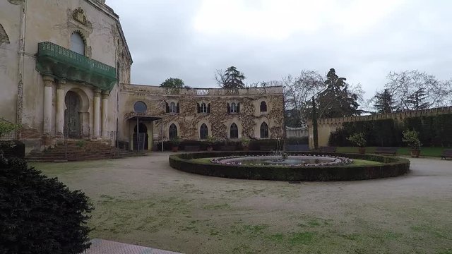 Barcelona, Spain. View of the city park and Laberint d'Horta. The oldest garden city, designed in 1792 by Domenico Bagutti.