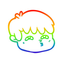 rainbow gradient line drawing cartoon male face