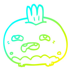 cold gradient line drawing cartoon happy root vegetable