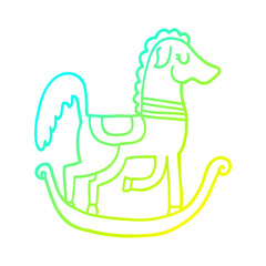 cold gradient line drawing cartoon rocking horse
