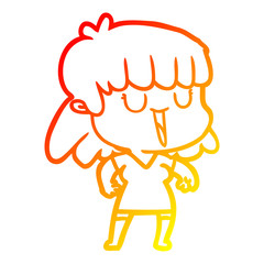 warm gradient line drawing cartoon woman