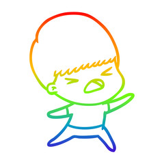 rainbow gradient line drawing cartoon stressed man