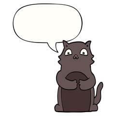 cartoon cat and speech bubble