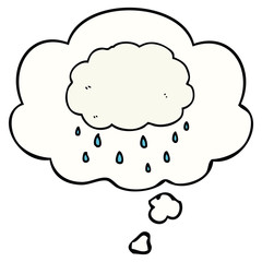 cartoon rain cloud and thought bubble