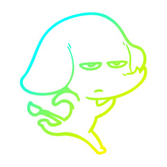 cold gradient line drawing annoyed cartoon elephant