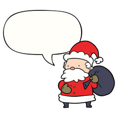 cartoon santa claus and speech bubble