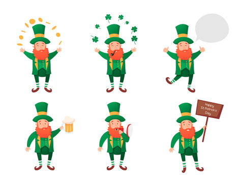 Leprechaun, Vector Illustration, St. Patrick's Day, Isolated Objects for Design, Vector Illustration, Set of Characters 1