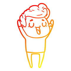 warm gradient line drawing happy cartoon man