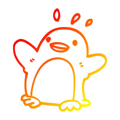 warm gradient line drawing cartoon christmas penguin