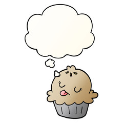 cute cartoon pie and thought bubble in smooth gradient style