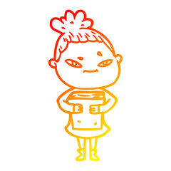 warm gradient line drawing cartoon woman