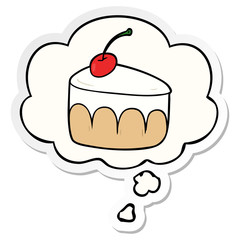 cartoon dessert and thought bubble as a printed sticker