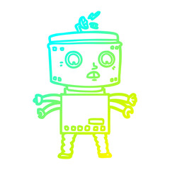 cold gradient line drawing cartoon robot