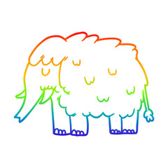 rainbow gradient line drawing cartoon mammoth