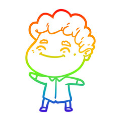 rainbow gradient line drawing cartoon friendly man