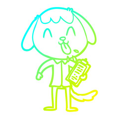 cold gradient line drawing cute cartoon dog