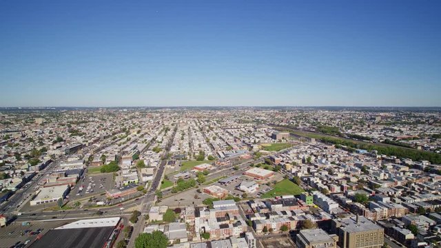 Philadelphia Pennsylvania Aerial v20 Panoramic cityscape view around Olde Richmond rotating North to South - October 2017