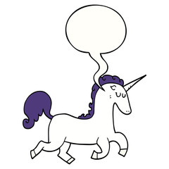 cartoon unicorn and speech bubble