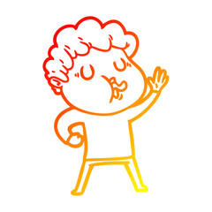 warm gradient line drawing cartoon man singing