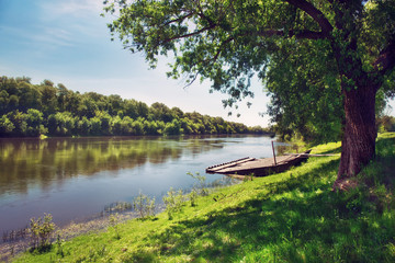 By the riverside, summertime landscape, outdoor theme