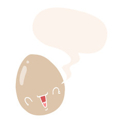 cartoon egg and speech bubble in retro style