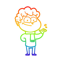 rainbow gradient line drawing cartoon happy man