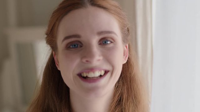 portrait beautiful redhead teenager girl laughing happy enjoying carefree lifestyle teen self image concept