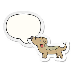 cartoon dog and speech bubble sticker