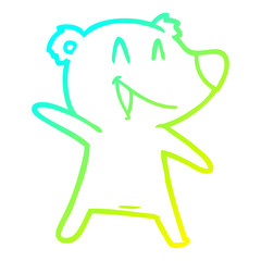 cold gradient line drawing laughing bear cartoon